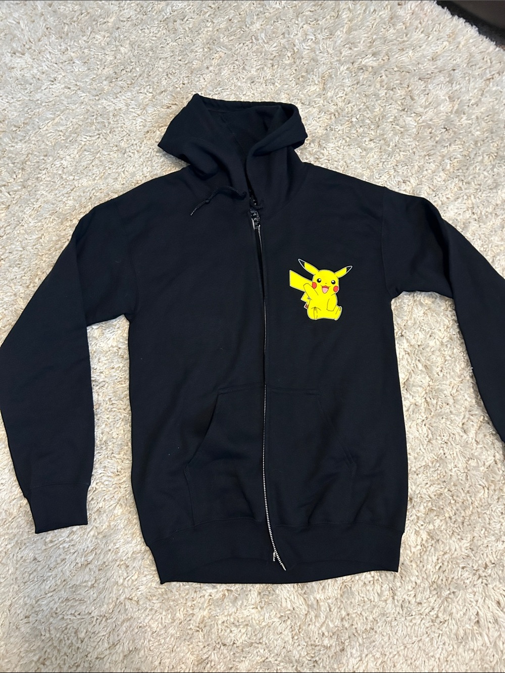 Pokemon Black Zip-Up Hoodie with Yellow Pikachu Graphic